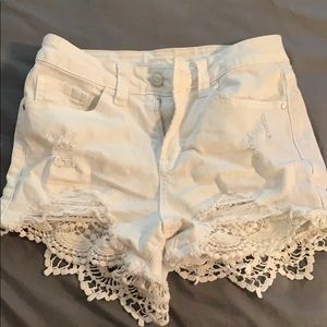White shorts with lace